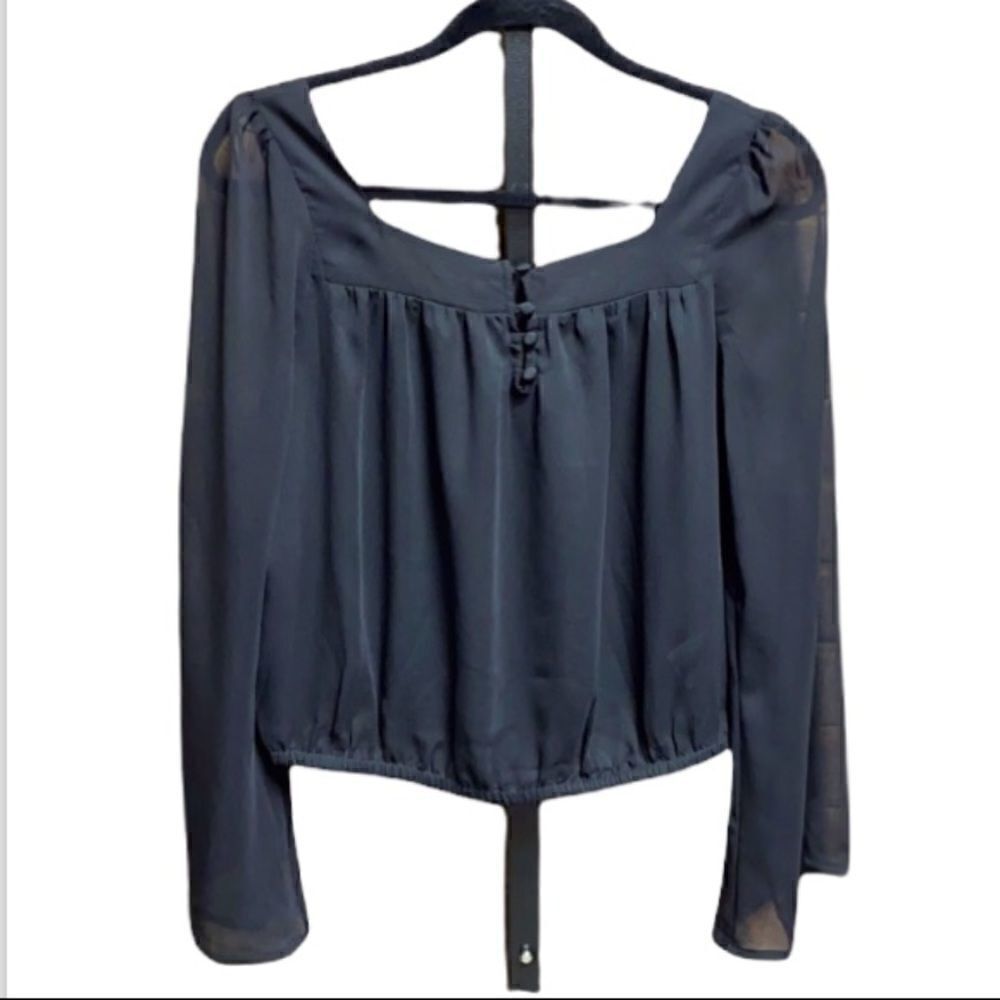 Express Black Sheer Bell Sleeve Blouse